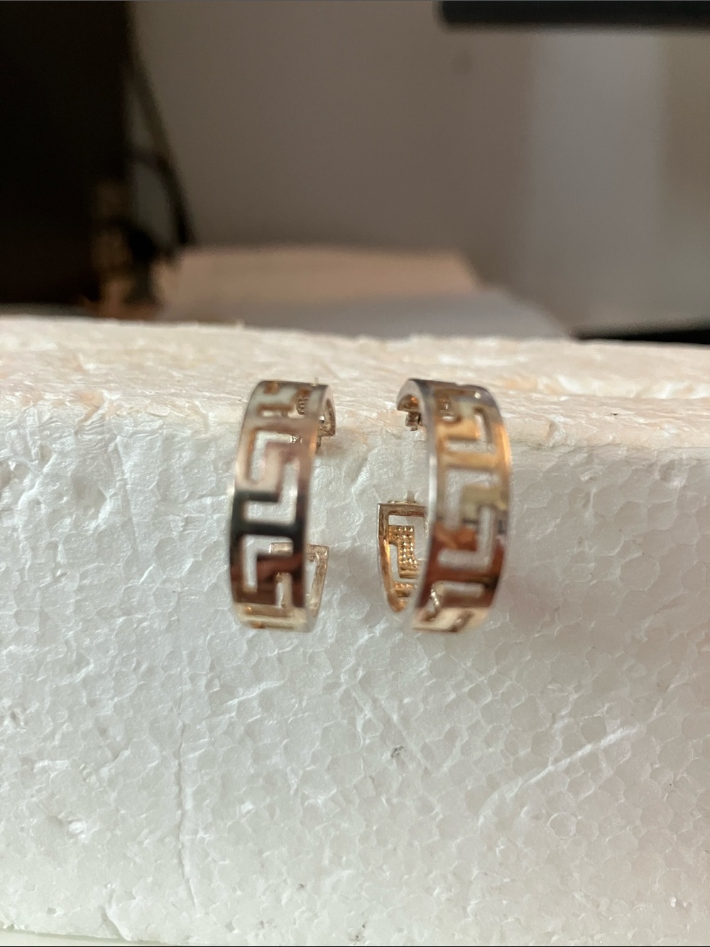 Sterling Silver Greek Key Hoop Earrings